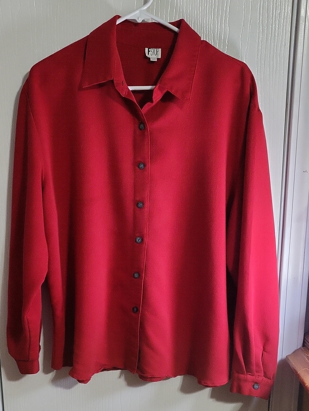 Shirt-Women's Red Long-Sleeve Button-Up Top by Esprit. Like New